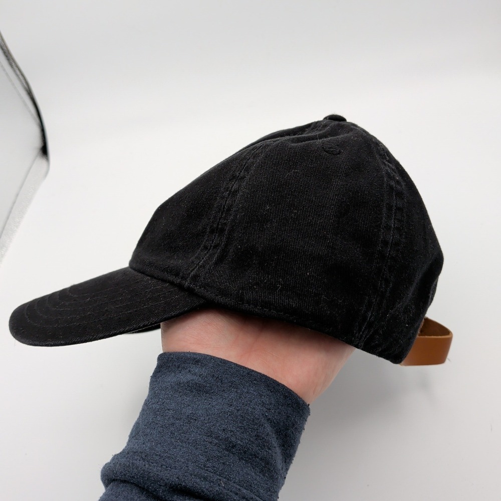 Madewell Broken In Black Organic Cotton Baseball Cap Hat Leather Strap MD497 New - Picture 2 of 9